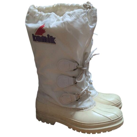Kamik Boots White Lace up Snow Boots Winter Snow Breathable Waterproof Boots - Picture 2 of 7